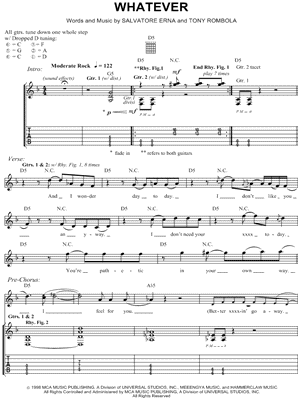 Whatever Sheet Music by Godsmack - Guitar Tab