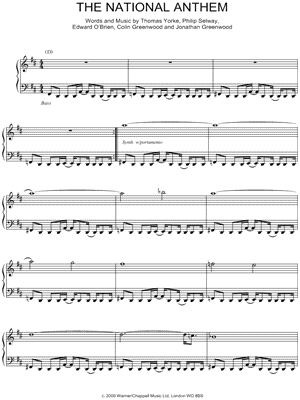 The National Anthem Sheet Music by Radiohead - Piano/Vocal/Guitar