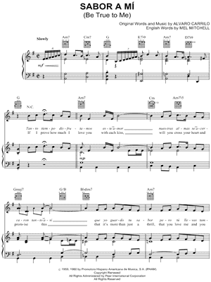 Sabor a Mi Sheet Music by Alvaro Carrillo - Piano/Vocal/Guitar
