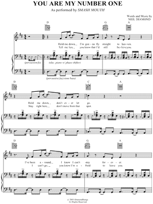 You Are My Number One Sheet Music by Smash Mouth - Piano/Vocal/Guitar, Singer Pro