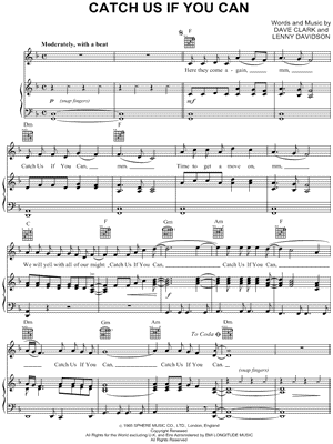 Catch Us If You Can Sheet Music by The Dave Clark Five - Piano/Vocal/Guitar