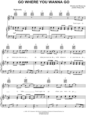 Go Where You Wanna Go Sheet Music by The 5th Dimension - Piano/Vocal/Guitar