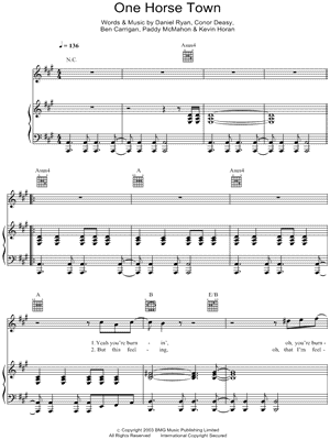 One Horse Town Sheet Music by The Thrills - Piano/Vocal/Guitar, Singer Pro