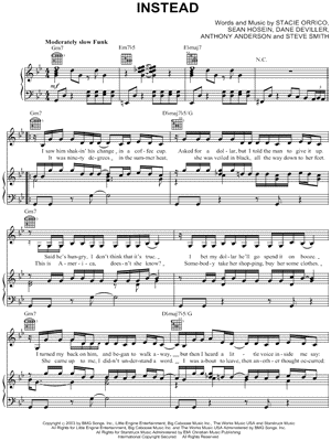 Instead Sheet Music by Stacie Orrico - Piano/Vocal/Guitar