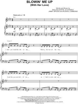 Blowin' Me Up Sheet Music by JC Chasez - Piano/Vocal/Guitar