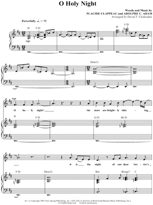 O Holy Night Sheet Music by Placide Clappeau - Piano/Vocal/Chords, Singer Pro