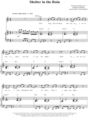 Shelter In the Rain Sheet Music by 4Him - Piano/Vocal/Chords, Singer Pro