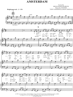 Amsterdam Sheet Music by Guster - Piano/Vocal/Guitar, Singer Pro