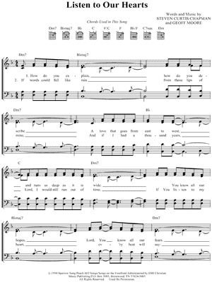 Listen To Our Hearts Sheet Music (Piano/Vocal/Chords) Steven Curtis Chapman and Geoff Moore