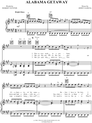 Alabama Getaway Sheet Music by Grateful Dead - Piano/Vocal/Guitar