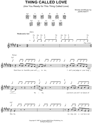 Thing Called Love Sheet Music by John Hiatt - Leadsheet