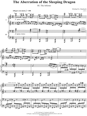 III. The Inferno Sheet Music by Michael G. Sinshack - 1 Piano 4-Hands