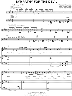 Sympathy for the Devil Sheet Music by The Rolling Stones - Piano/Vocal/Chords, Singer Pro