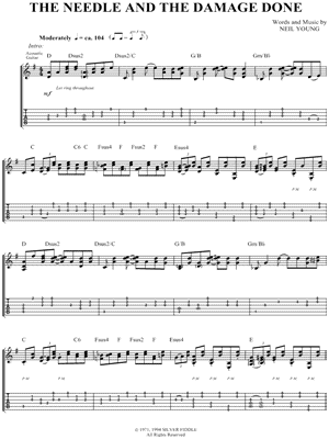 Image of Neil Young - The Needle and the Damage Done Guitar Tab - Download
