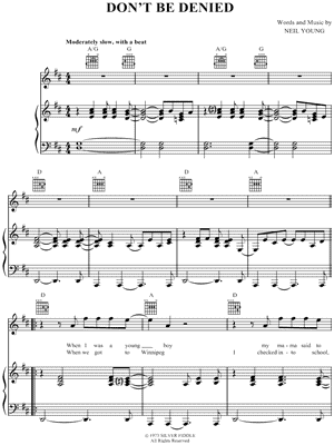 Don't Be Denied Sheet Music by Neil Young - Piano/Vocal/Guitar, Singer Pro