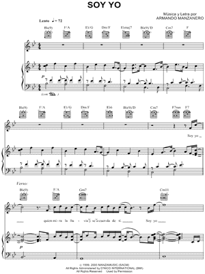 Soy Yo Sheet Music by Luis Miguel - Piano/Vocal/Guitar