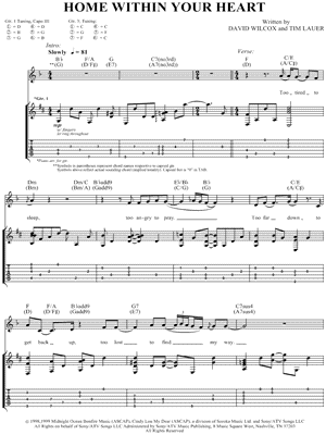 Home Within Your Heart Sheet Music by David Wilcox - Guitar TAB