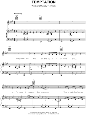 Tom Waits - Temptation - Sheet Music (Digital Download)
