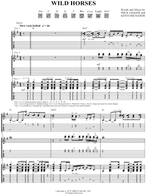 The Rolling Stones - Wild Horses Guitar Tab (Digital Download)