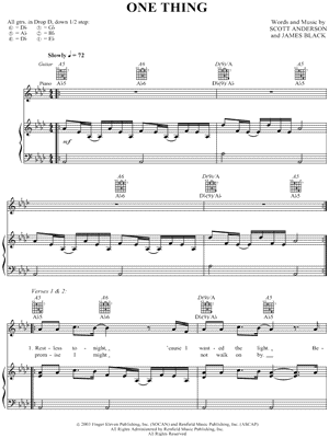 One Thing Sheet Music by Finger Eleven - Piano/Vocal/Guitar