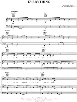 Image of Alanis Morissette Everything Sheet Music Digital Download