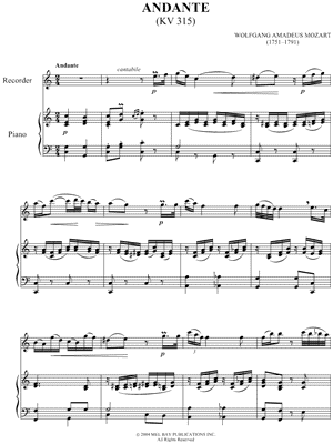 Image of Wolfgang Amadeus Mozart - Andante, K. 315 Sheet Music (Digital 