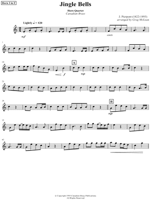 Canadian Brass - Jingle Bells - French Horn 2 Part - Sheet Music (Digital Download)