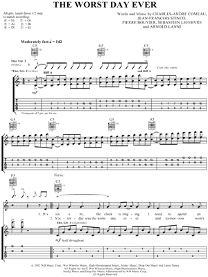 The Worst Day Ever Sheet Music by Simple Plan - Guitar TAB