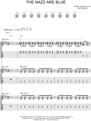The Nazz Are Blue Sheet Music by The Yardbirds - Guitar TAB