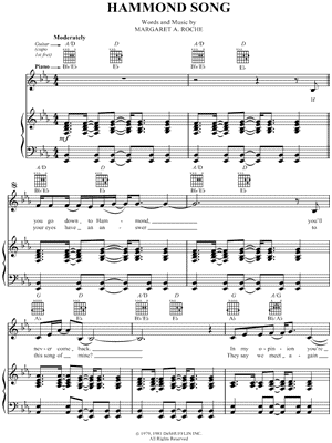 Hammond Song Sheet Music by Johnny Tillotson - Piano/Vocal/Guitar, Singer Pro