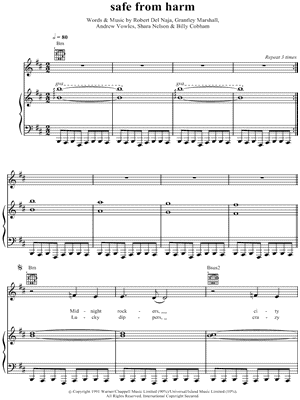 Safe From Harm Sheet Music by Massive Attack - Piano/Vocal/Guitar, Singer Pro