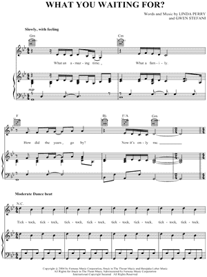 What You Waiting for? Sheet Music by Gwen Stefani - Piano/Vocal/Guitar