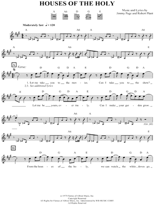 Houses of the Holy Sheet Music by Led Zeppelin - Guitar/Vocal