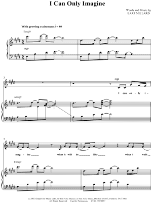 I Can Only Imagine (Easy Piano Sheet Music, Sheet Music) MercyMe