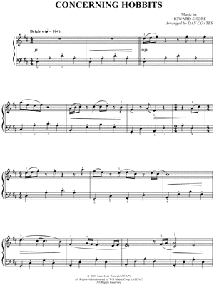 Image of Howard Shore - Concerning Hobbits Sheet Music (Piano Solo)