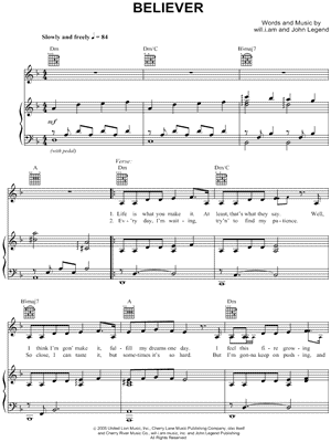 Christina Milian - Believer - From the movie  Be Cool  - Sheet Music (Digital Download)