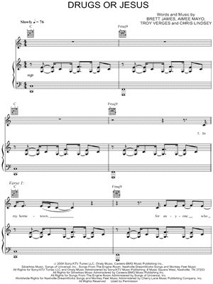 Drugs or Jesus Sheet Music by Tim McGraw - Piano/Vocal/Guitar, Singer Pro