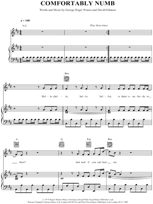 Comfortably Numb Sheet Music by Scissor Sisters - Piano/Vocal/Guitar