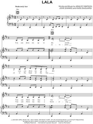 Image of Ashlee Simpson Lala Sheet Music Digital Download 