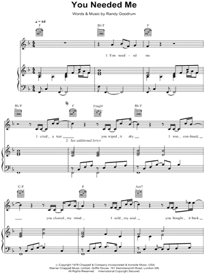 You Needed Me Sheet Music by Boyzone - Piano/Vocal/Guitar, Singer Pro