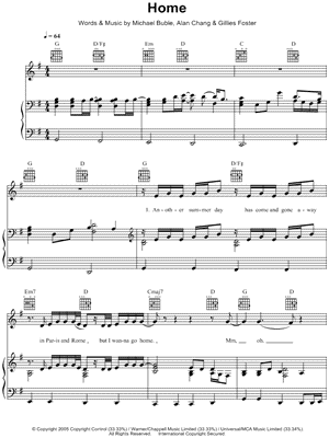 michael buble home  chords