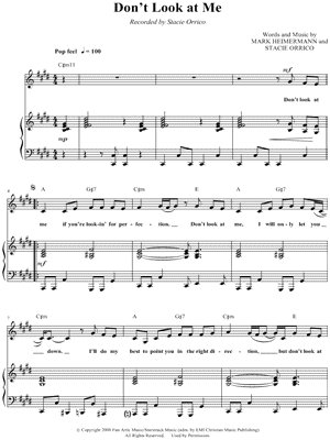 Don't Look At Me Sheet Music by Stacie Orrico - Piano/Vocal/Chords