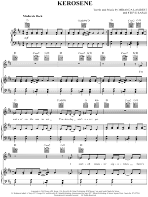 Kerosene Sheet Music by Miranda Lambert - Piano/Vocal/Guitar