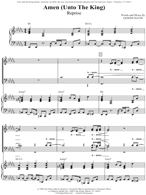 Amen (Unto the King) Sheet Music by Geron Davis - Piano/Vocal/Chords