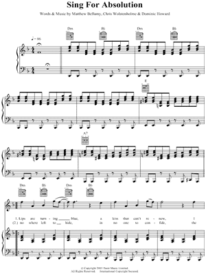Sing for Absolution Sheet Music by Muse - Piano/Vocal/Guitar