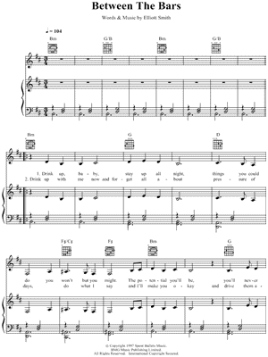 Between the Bars Sheet Music by Elliott Smith - Piano/Vocal/Guitar