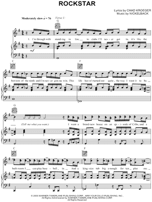 Rockstar Sheet Music by Nickelback - Piano/Vocal/Guitar