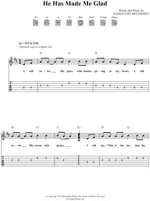 He Has Made Me Glad Sheet Music by The Insyderz - Guitar TAB