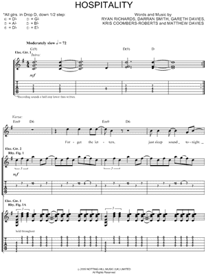 Hospitality Sheet Music by Funeral for a Friend - Guitar TAB