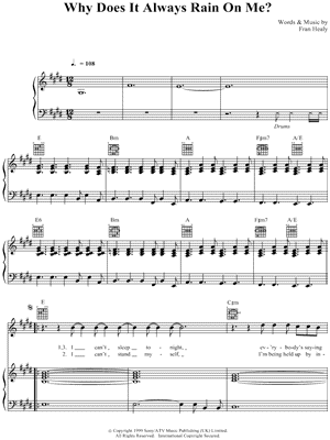 Why Does It Always Rain on Me? Sheet Music by Travis - Piano/Vocal/Guitar